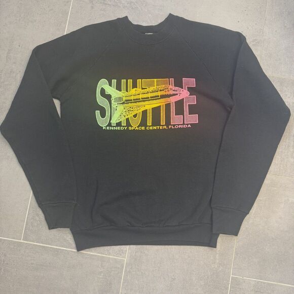 Vintage 1980's Shuttle Kennedy Space Center Sweatshirt Men’s XL Neon Raised - Picture 1 of 7